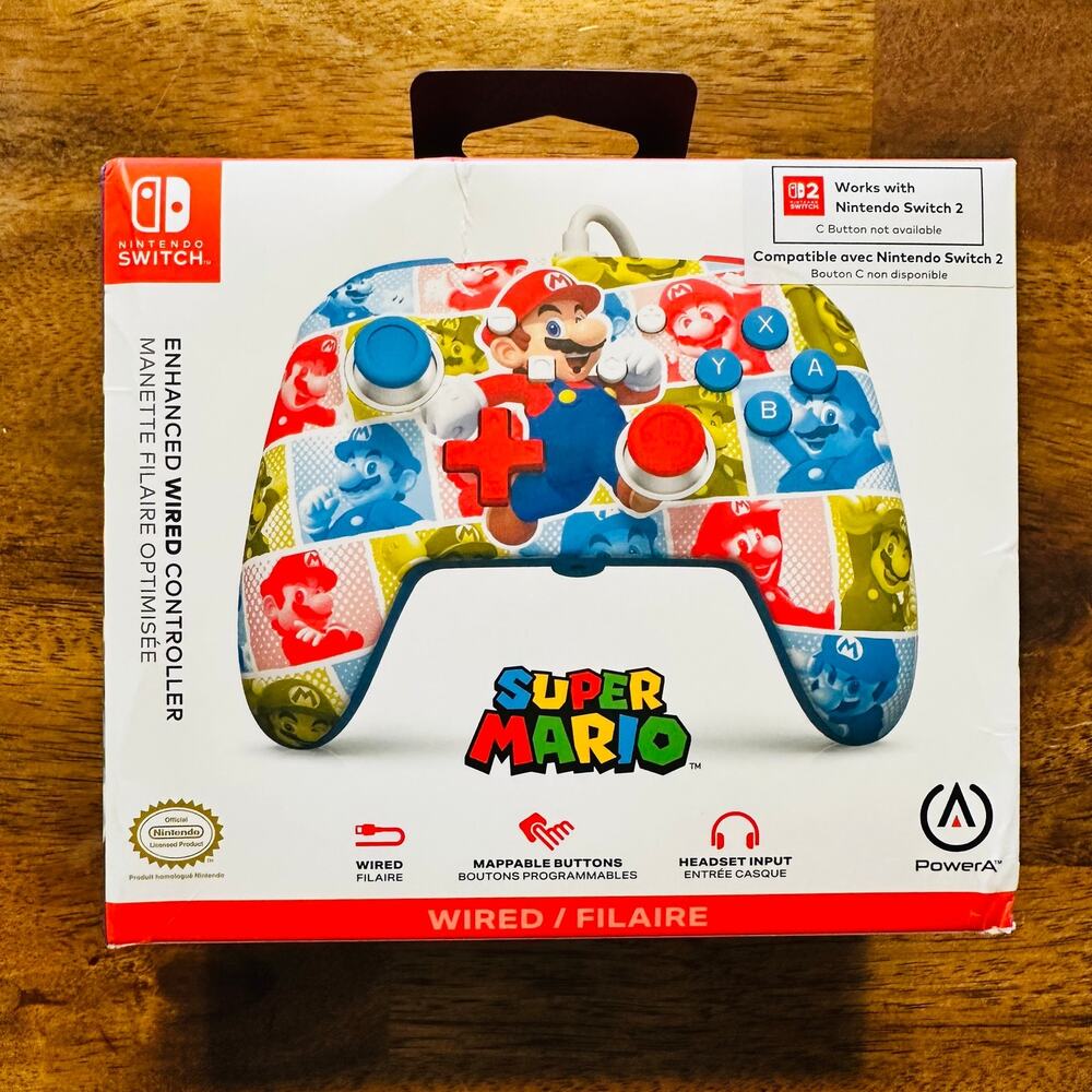 Nintendo Wired Controller Switch 1 And 2 PowerA Enhanced Super Mario Hero Reel